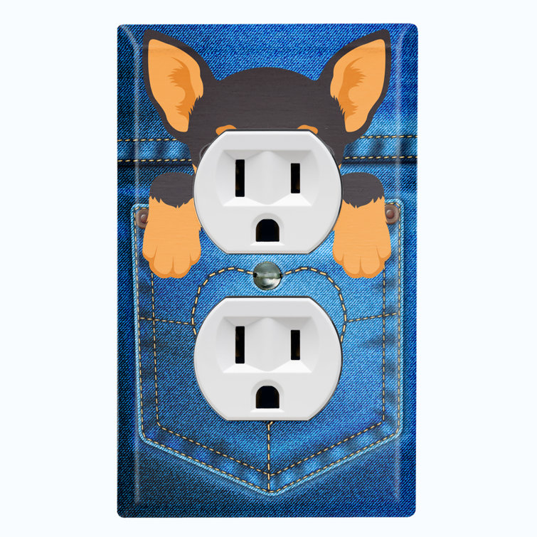WorldAcc Metal Light Switch Plate Outlet Cover (Cute Puppy Dog